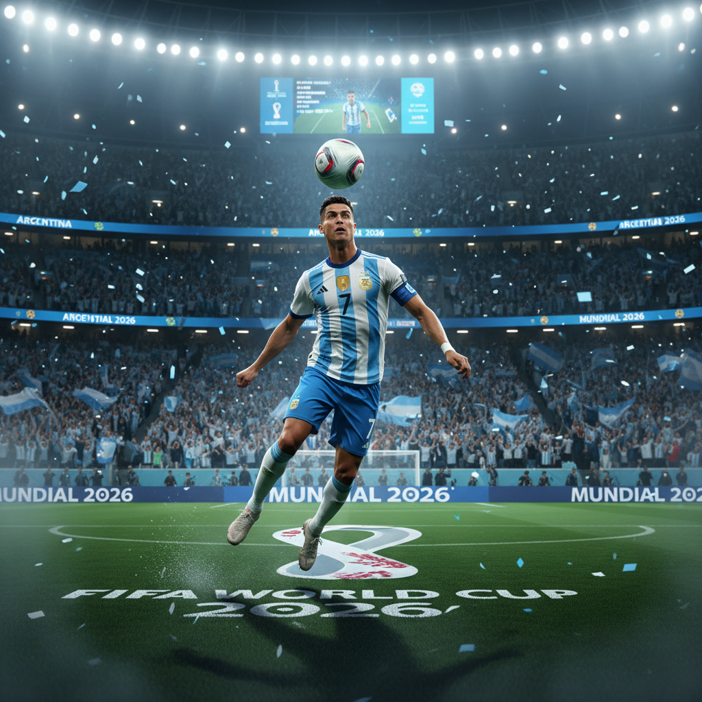 Escenario lleno durante un encuentro del cristiano ronaldo mundial 2026 con público de pie
